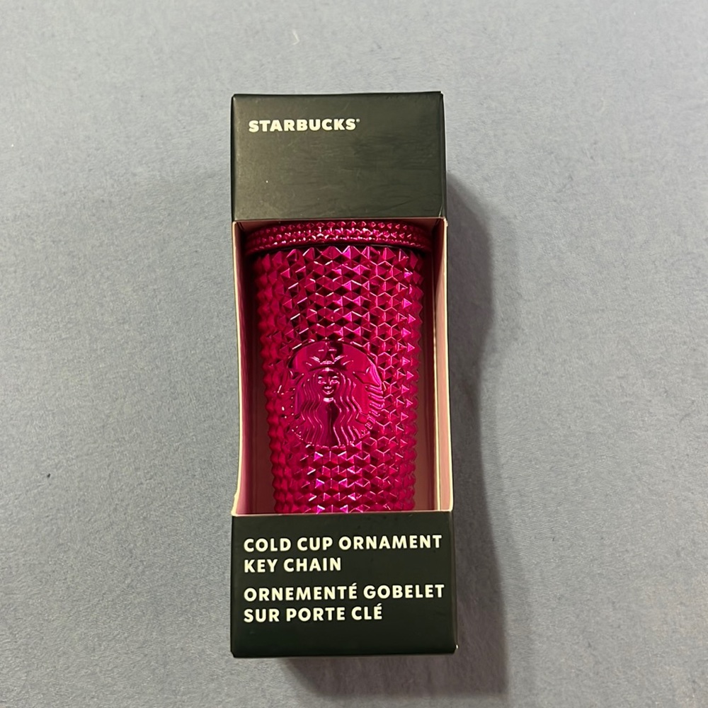 Starbucks Holiday 2022 Pink Berry Sangria Bling Plastic Ornament/Keychain